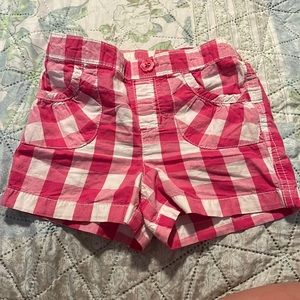 24 months pink and white checkered print shorts